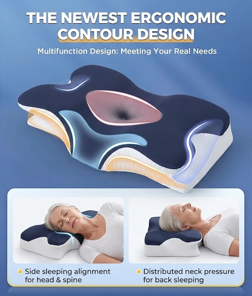 Memory Foam Neck Pillow – Wake Up Pain-Free
